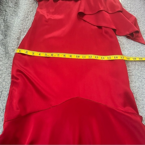 Badgley Mischka Dress Crimson Red Maxi Silk Formal High Low Prom Size 2 - Picture 11 of 16